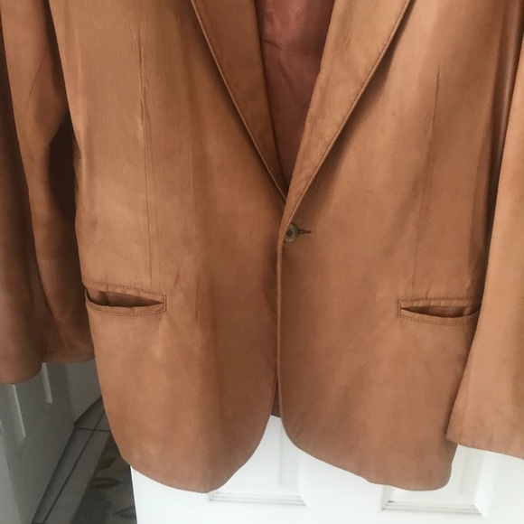 Remy leather tan soft suede blazer coat - Picture 4 of 7